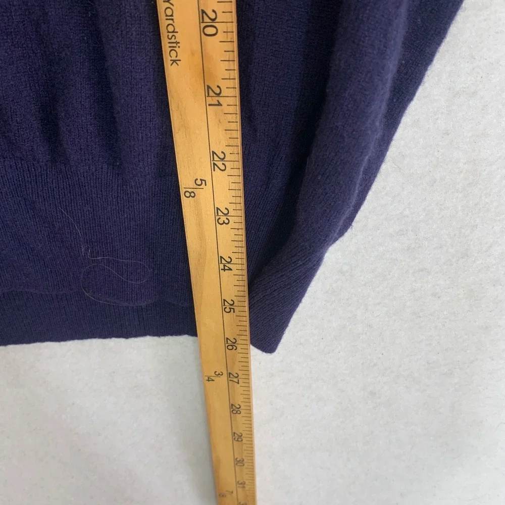 Polo Ralph Lauren V-Neck‎ Sweater Mens Large Navy Blue Merino Wool Italian Yarn